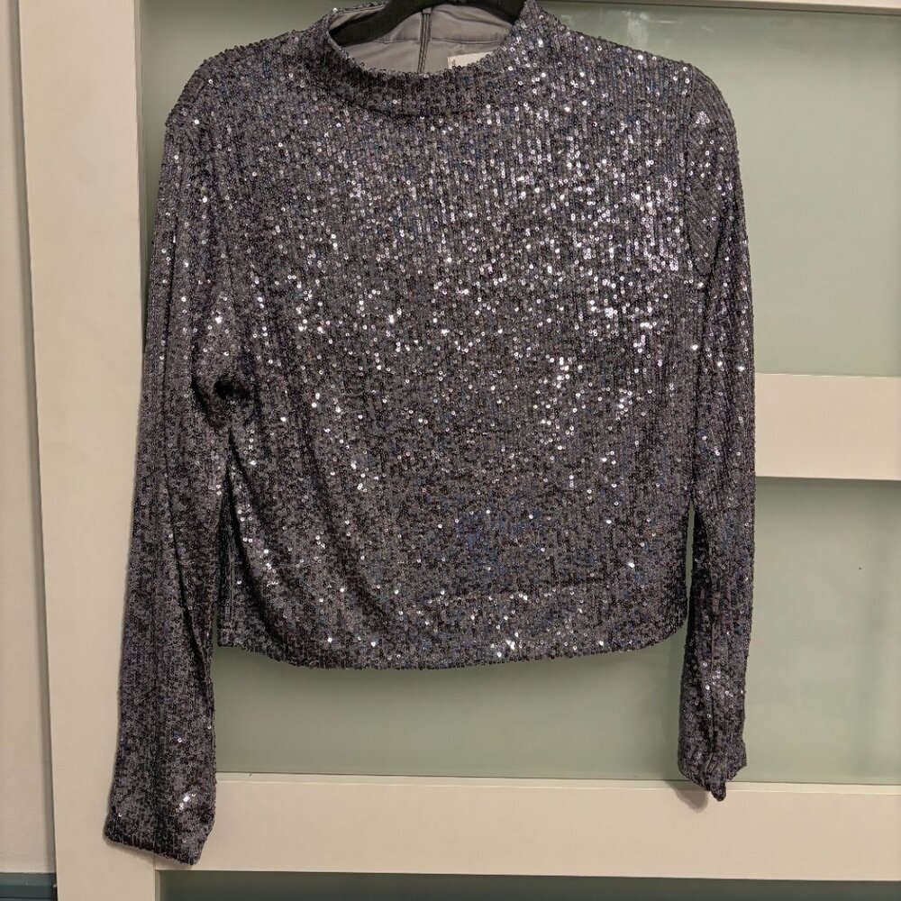 Sequin Mock Turtleneck top MNG